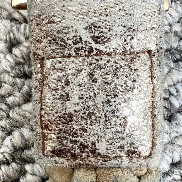 GUESS gemstone braided metallic champagne belt M - Picture 5 of 6